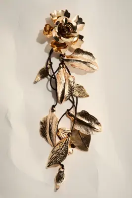 Boucles d'oreilles fleurs - Doré — photo 3