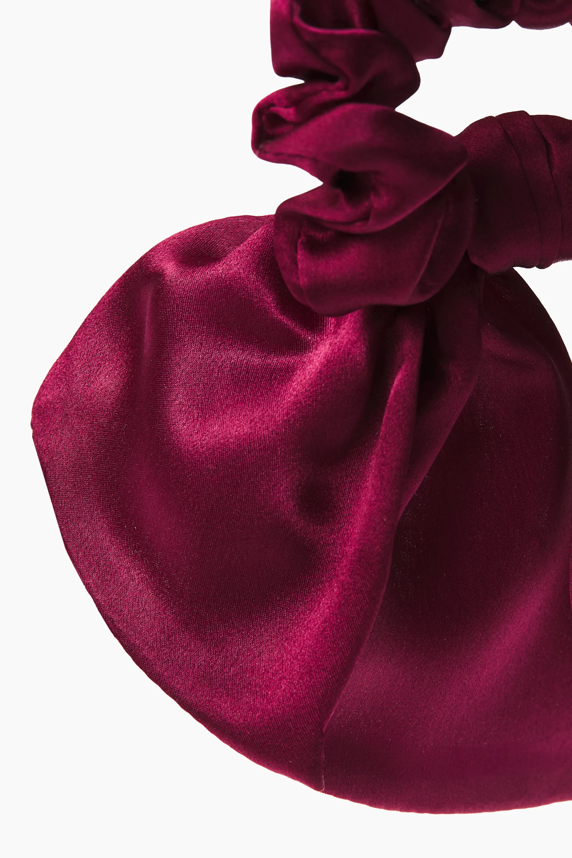Chouchou avec nœud en soie - Rose cerise foncé