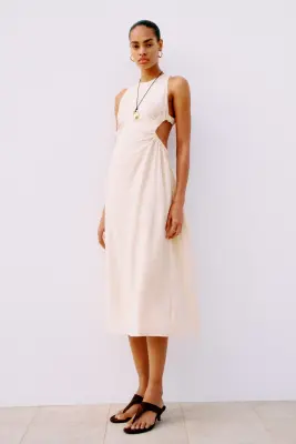 Robe maxi avec dos ouvert - Beige clair — photo 1