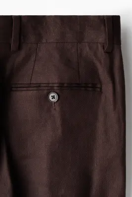 Pantalon chic Relaxed Fit en lin mélangé - Marron foncé — photo 5