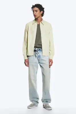 Chemise manches longues en coton - Taupe cendré clair — photo 2