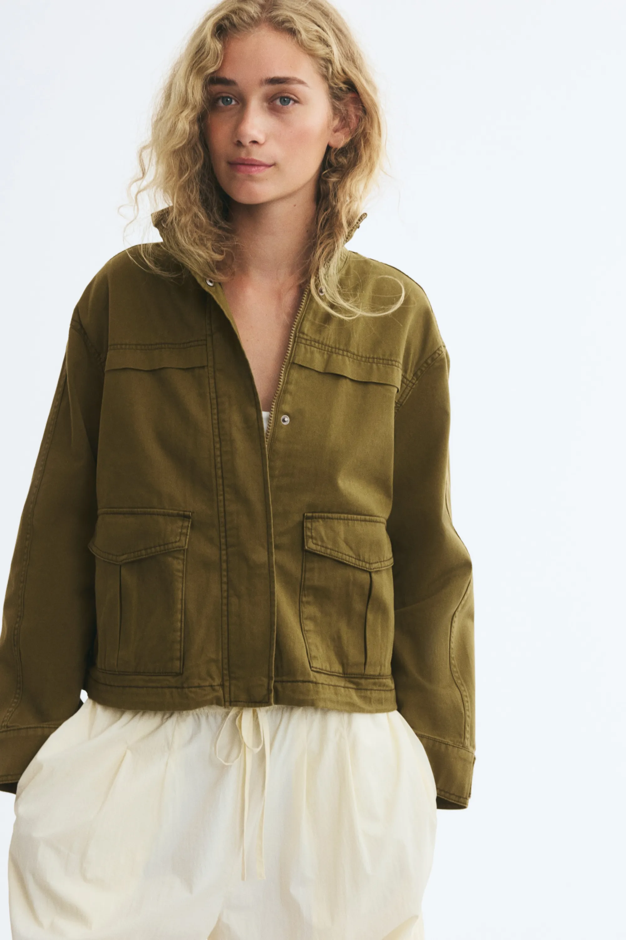 Veste utility wear oversize - Vert kaki foncé