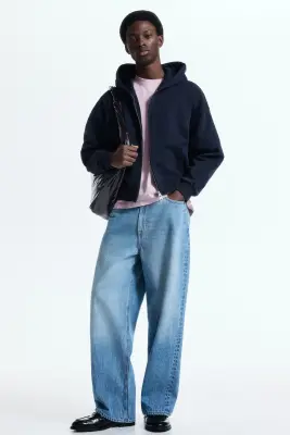 Veste à capuche zippée Oversized Fit - Bleu foncé — photo 2