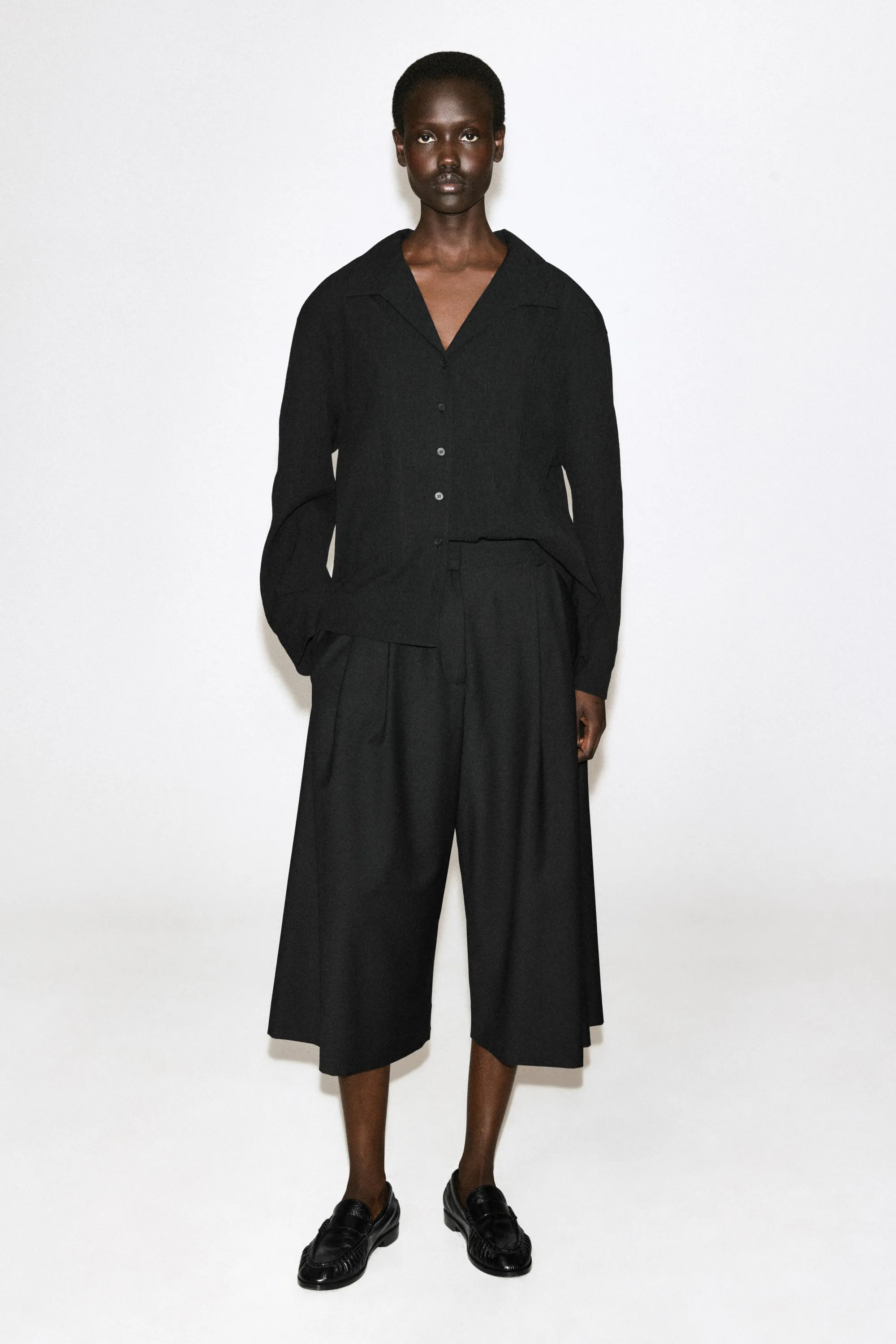 CHEMISE EN JERSEY FROISSÉ - NOIR