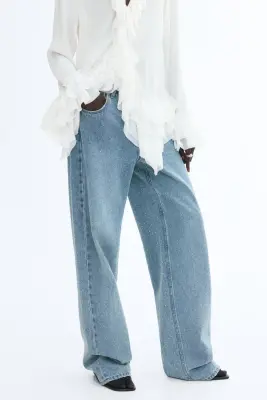 High Waist Jeans avec strass - Bleu denim clair — photo 2