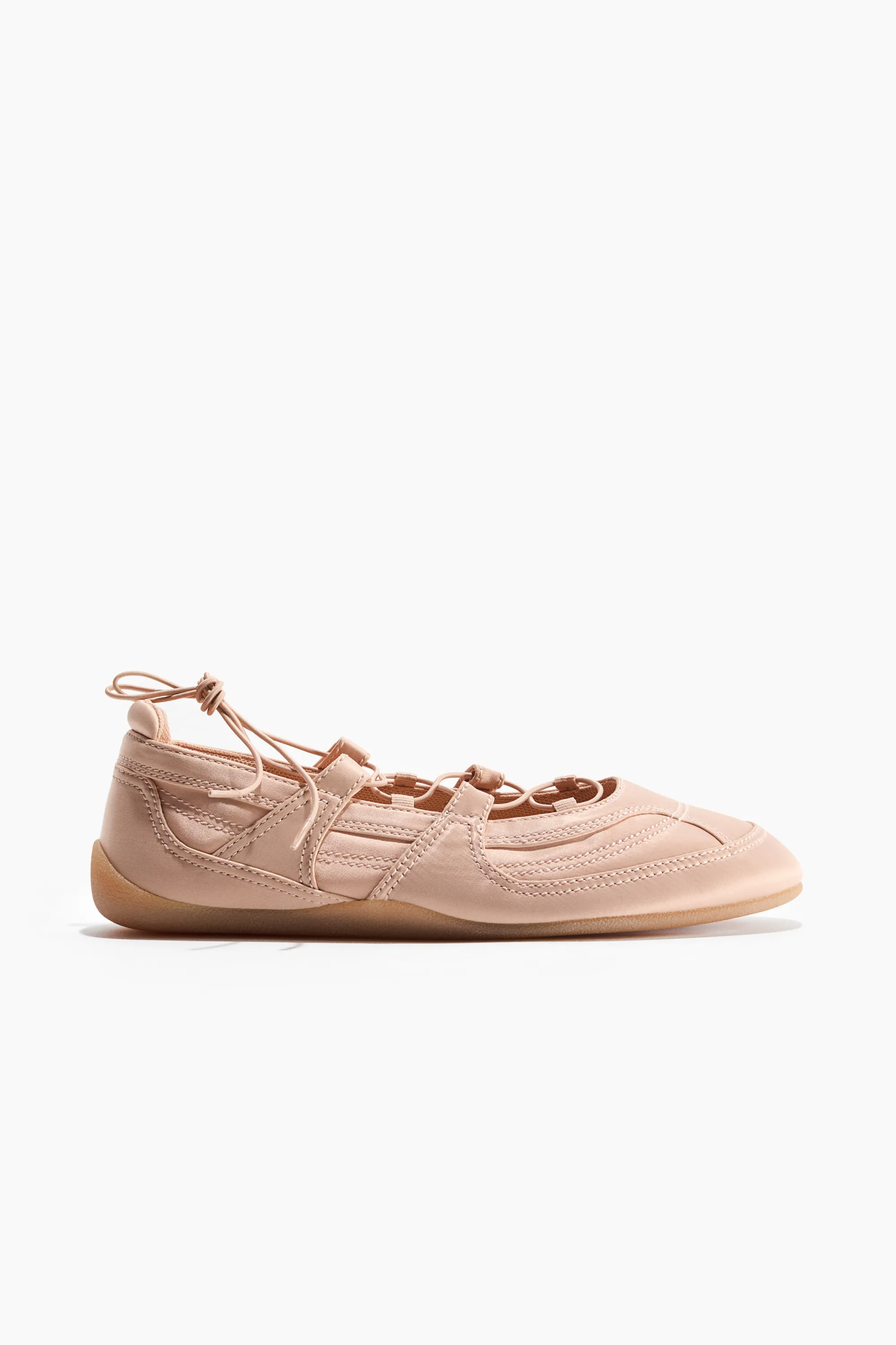 Ballerines à lacets en satin - Rose poudré