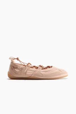 Ballerines à lacets en satin - Rose poudré — photo 1