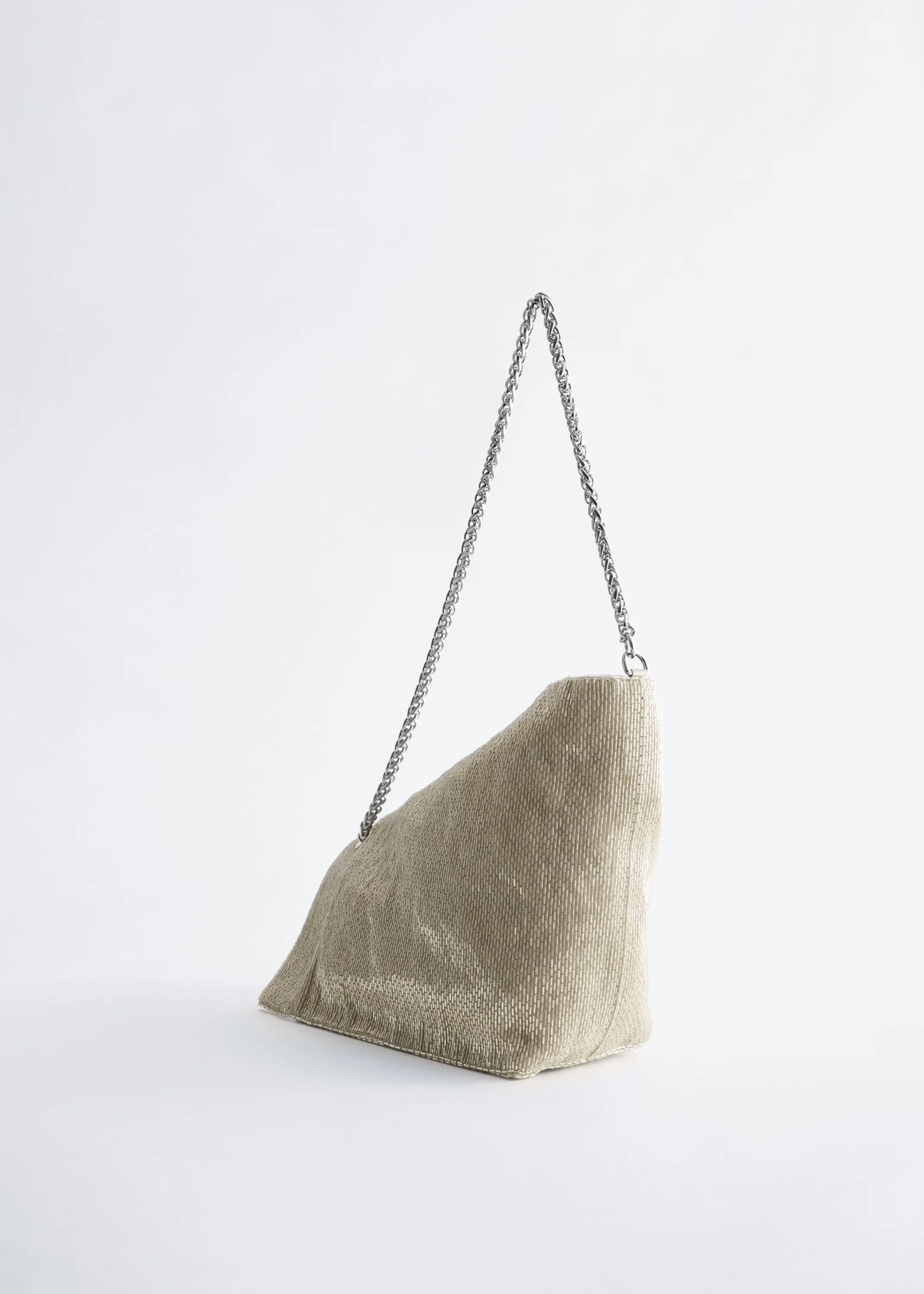 Mini sac porté épaule à perles fantaisie - Argenté