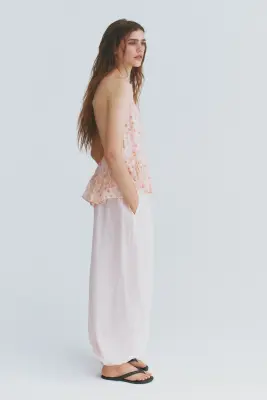Top dos nu volanté - Rose clair/fleuri — photo 3