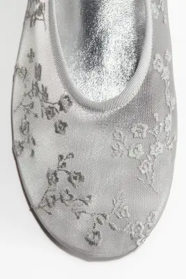 Ballerines brodées - Argenté — photo 2