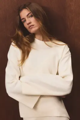 Pull oversize en maille fine - Crème — photo 2