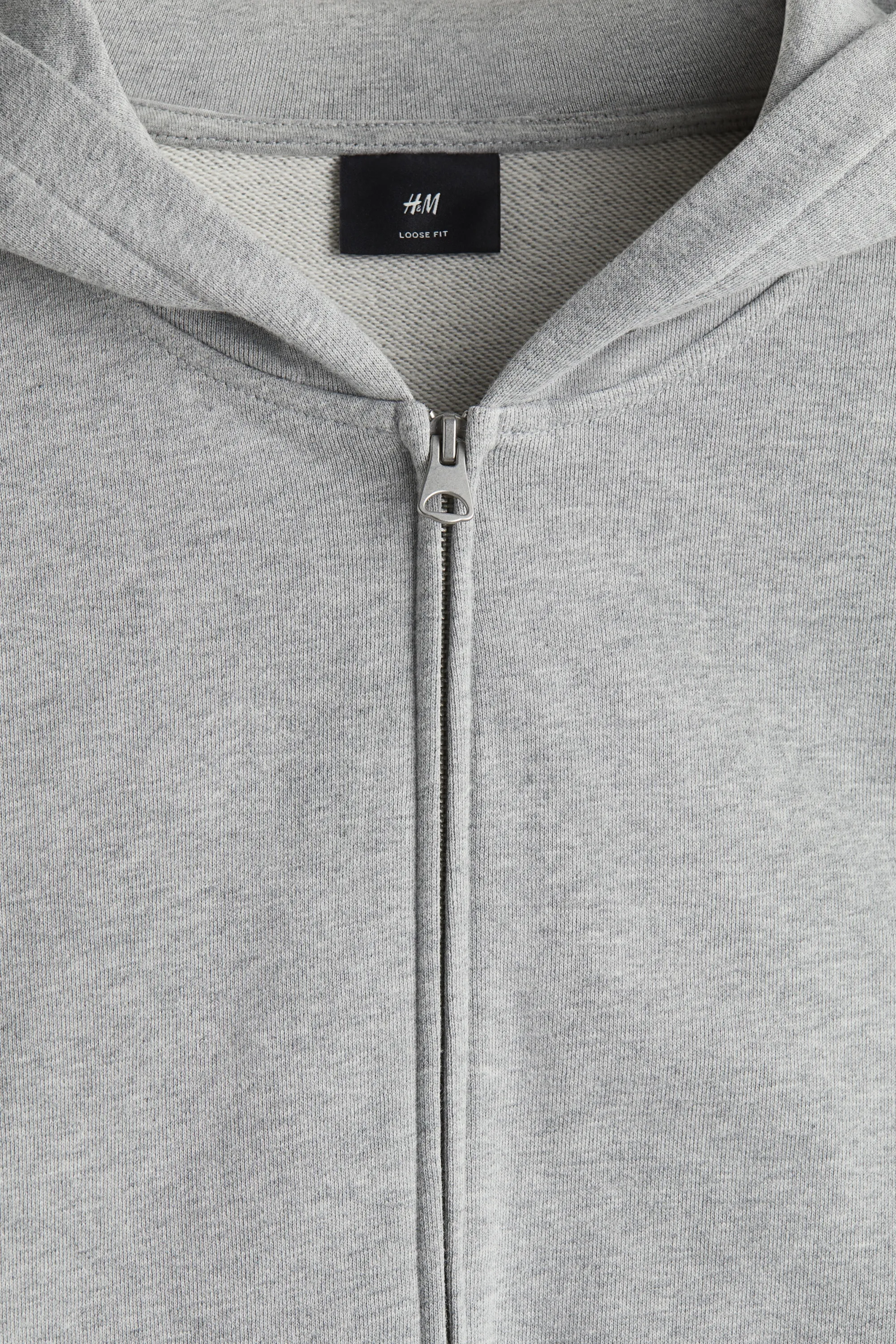 Veste zippée boxy Loose Fit avec capuche - Gris chiné