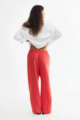 Pantalon large avec cordon de serrage - Rouge/rayé — photo 3