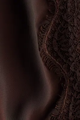 Top en viscose avec dentelle - Marron foncé — photo 2