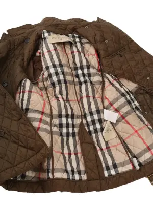 Veste trench matelassée ceinturée vert kaki doublure écossaise Prix boutique 1000€ Taille XS — photo 2