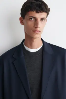 BLAZER PLIABLE ET RÉSISTANT AUX PLIS - BLEU MARINE — photo 4