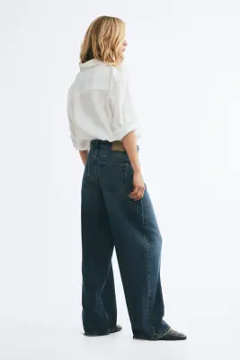 Baggy Regular Waist Jeans - Bleu denim foncé — photo 4
