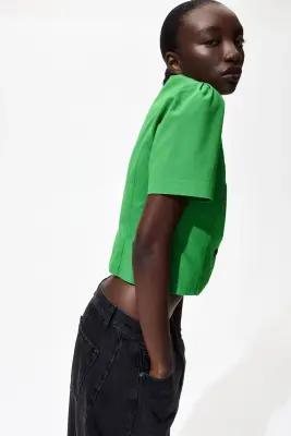 Blouse à encolure dégagée - Vert — photo 2