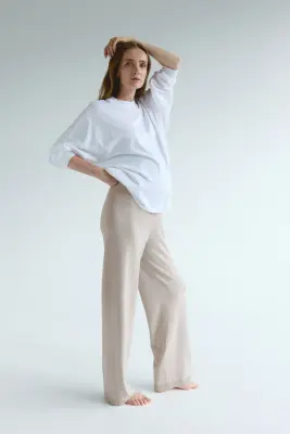 MAMA Pantalon en maille - Beige clair chiné — photo 2