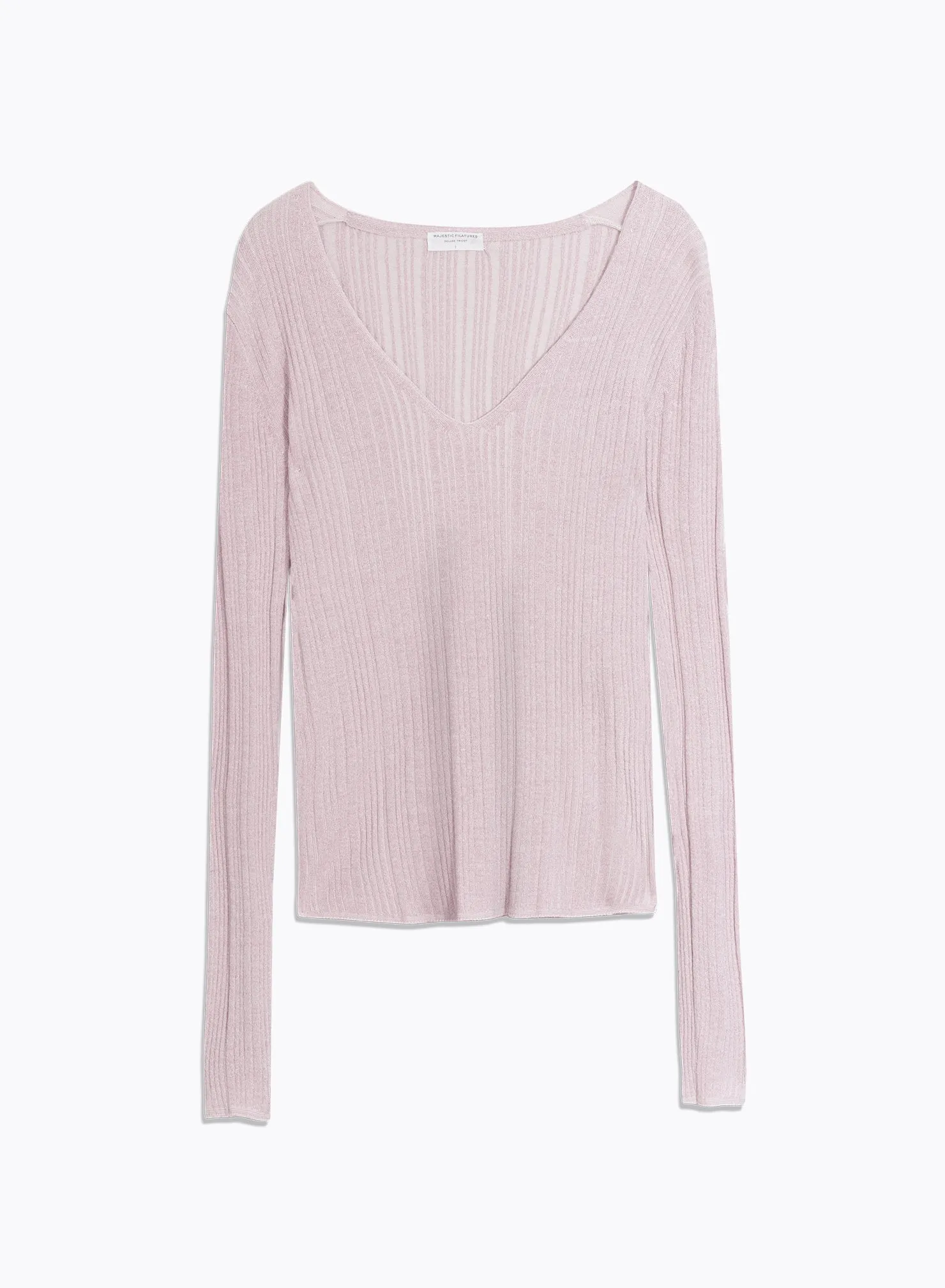 Pull en coton, viscose, élasthanne et fibre métallisée