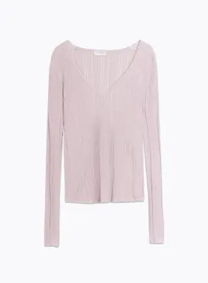 Pull en coton, viscose, élasthanne et fibre métallisée