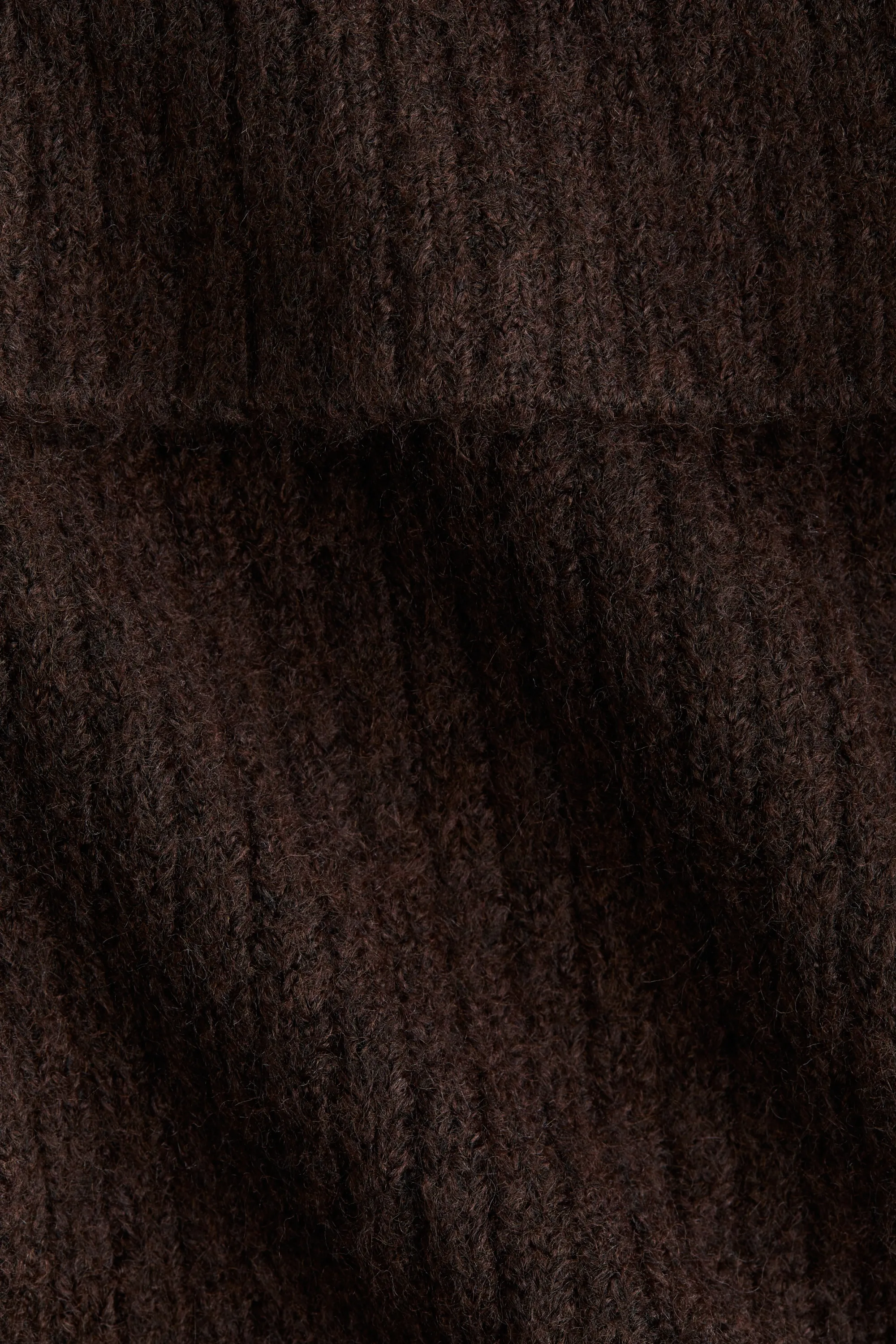 Robe épaules nues en maille côtelée - Marron foncé