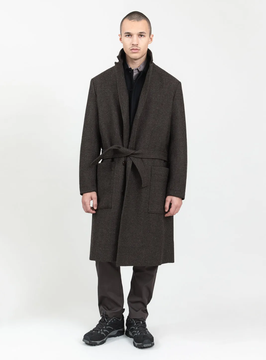 Bathrobe Coat in Chocolate 100% Italian Wool