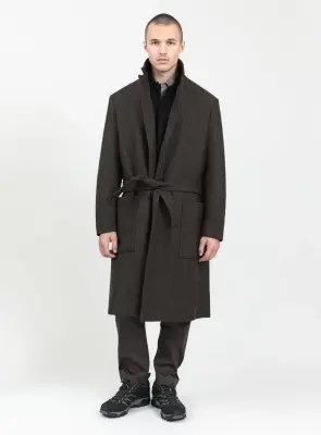 Bathrobe Coat in Chocolate 100% Italian Wool