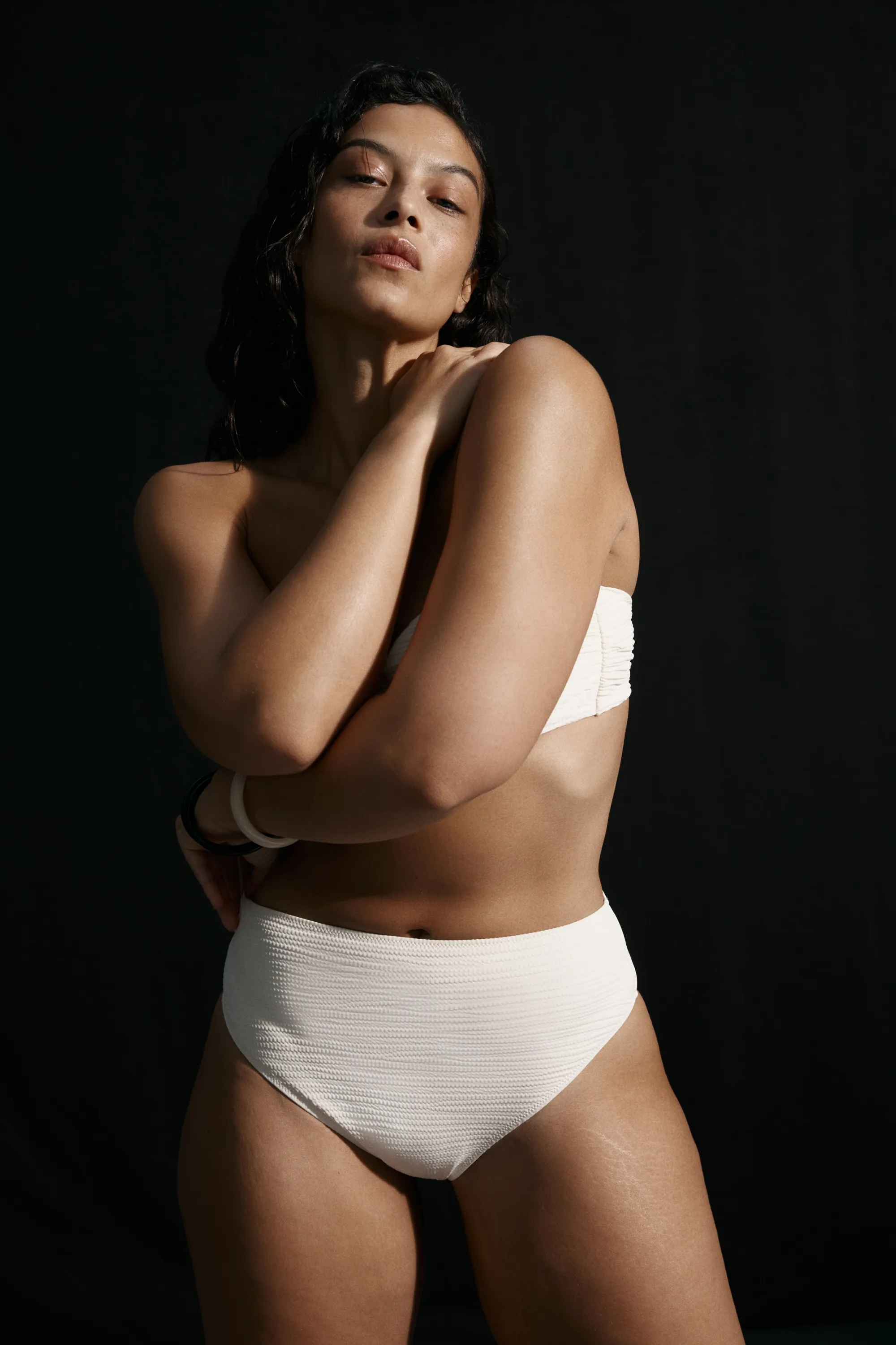 Bas de maillot High Waist Cheeky - Crème