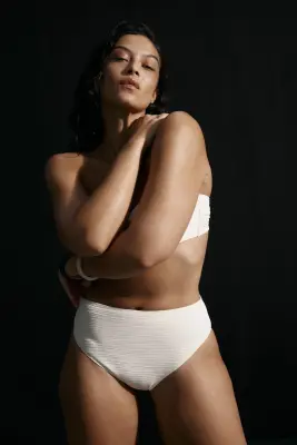 Bas de maillot High Waist Cheeky - Crème — photo 1