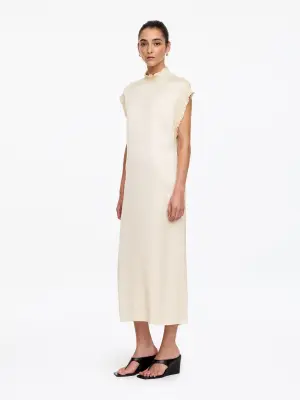 Robe midi smockée - Blanc — photo 1