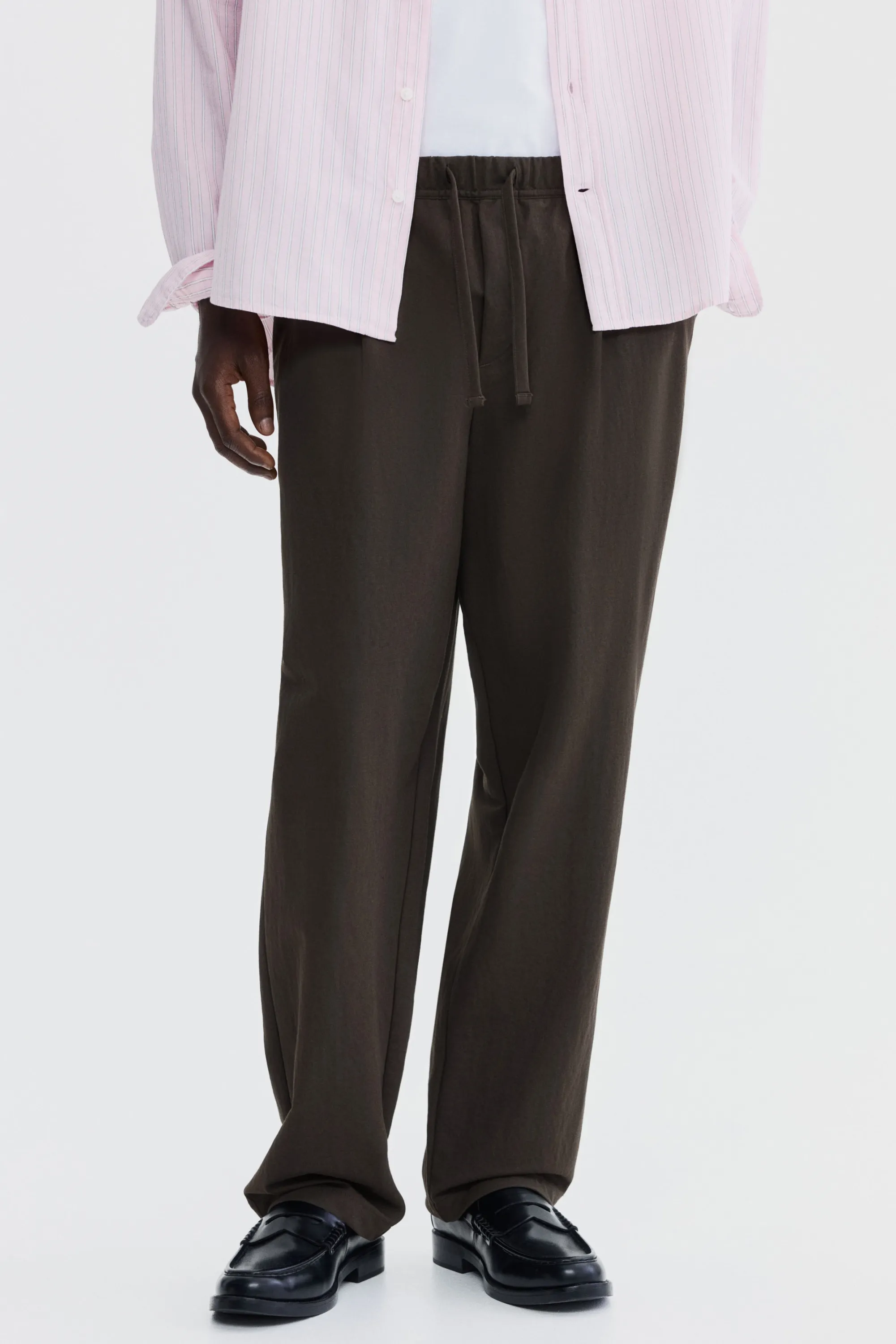 Pantalon Regular Fit en coton mélangé - Marron foncé