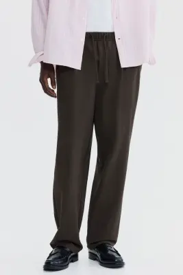 Pantalon Regular Fit en coton mélangé - Marron foncé — photo 1