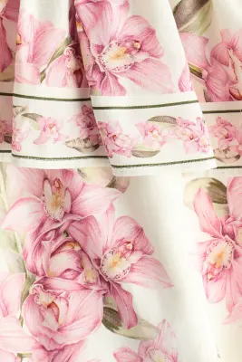 Robe péplum en lin mélangé - Crème/fleuri — photo 4