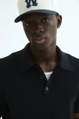 Polo Regular Fit en maille - Bleu marine — photo 1