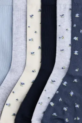 Lot de 7 paires de chaussettes - Crème/fleuri — photo 2