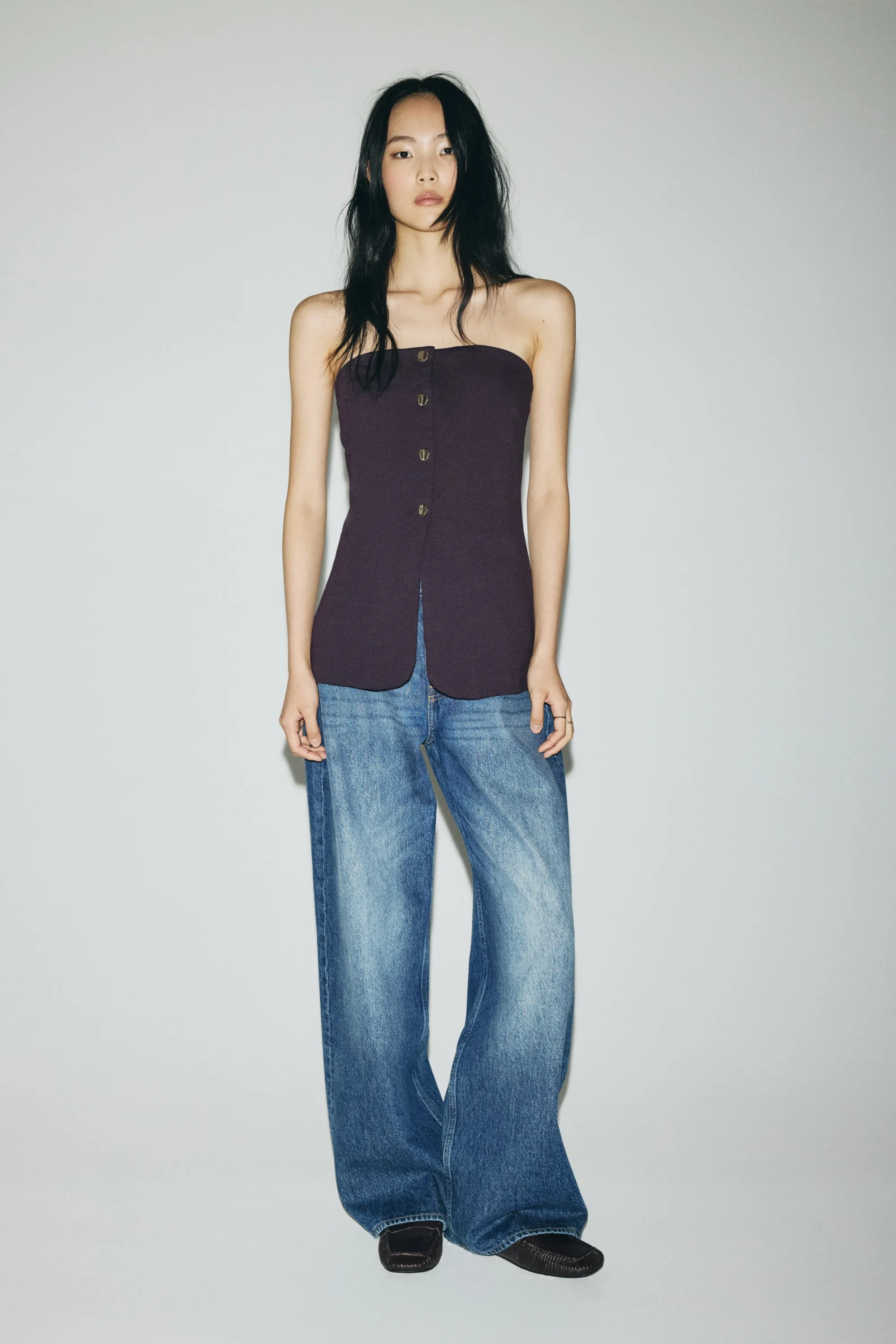 Gilet bandeau sans manches en jersey romanite - Violet prune foncé
