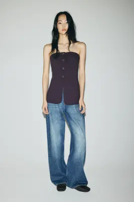 Gilet bandeau sans manches en jersey romanite - Violet prune foncé — photo 1