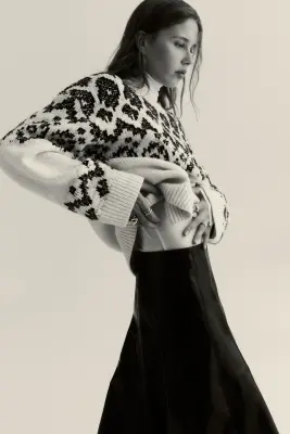 Pull en maille jacquard - Blanc/motif — photo 2