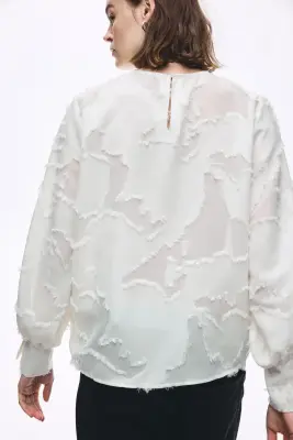 Blouse en tissu jacquard - Blanc — photo 2