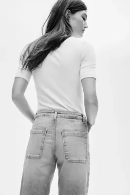 Wide High Waist Jeans - Bleu denim clair — photo 2