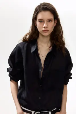 Chemise en lin - Noir — photo 1