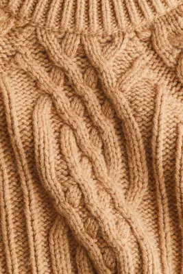 Pull en maille torsadée de laine mélangée - Beige — photo 4