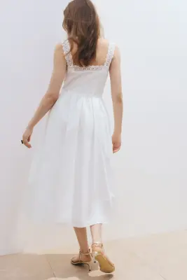 Robe en coton avec broderie anglaise - Ivoire — photo 3