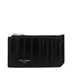 Porte cartes zippe cuir noir croco