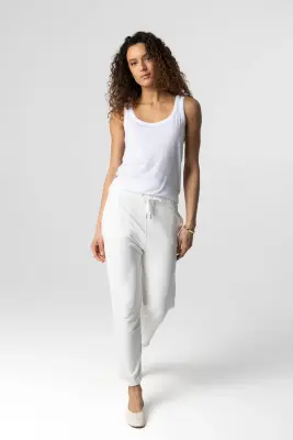 Pantalon Crème en Viscose / Élasthanne