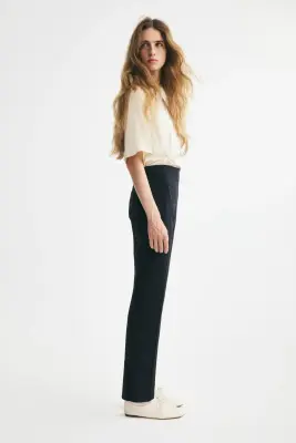 Pantalon cigarette chic - Bleu marine — photo 1