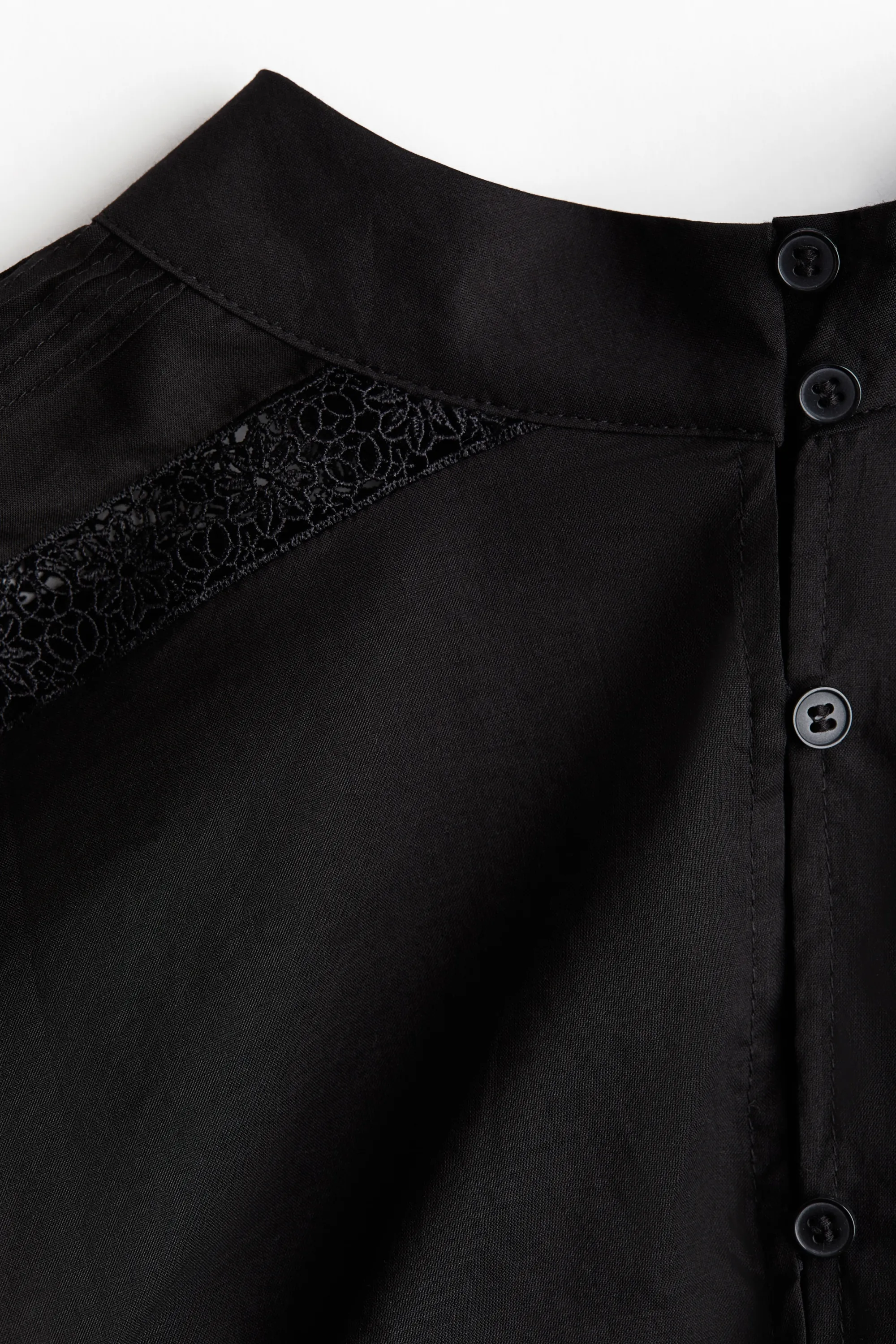 Blouse en coton avec dentelle - Noir