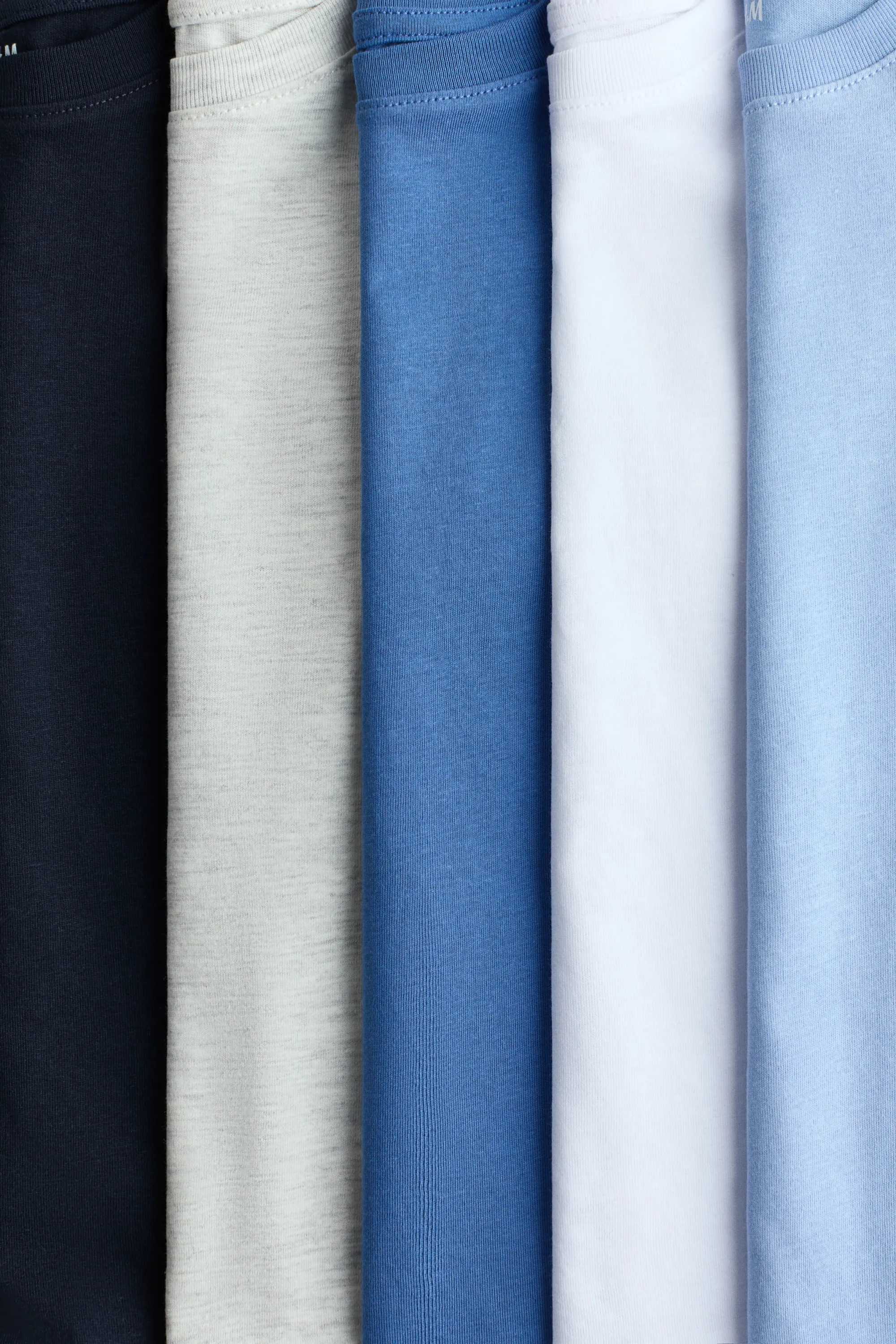 Lot de 5 T-shirts en coton - Bleu marine/bleu