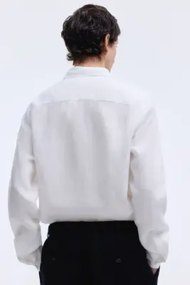 Chemise Slim Fit en lin - Blanc — photo 2